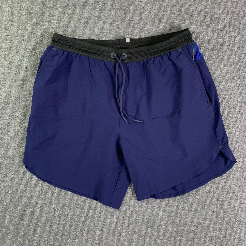 Greyson Performance Shorts Men Medium Blue Drawstring Run Gym Lined 2 In 1